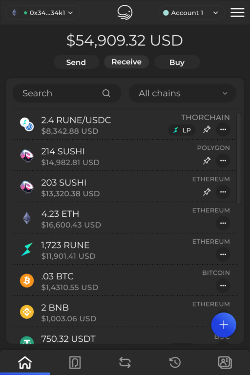 XDEFI Wallet Homescreen